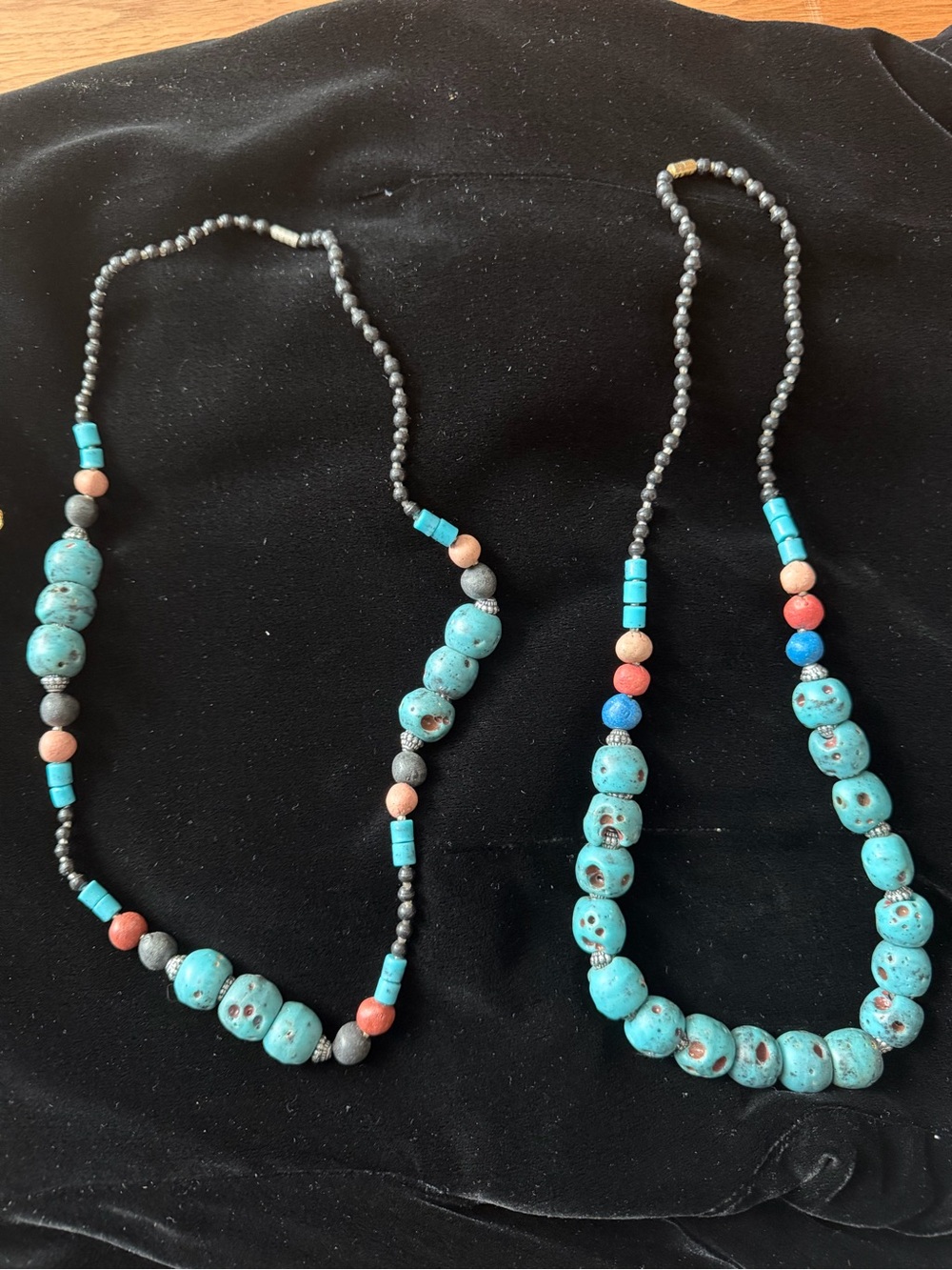 Handcrafted Turquoise Beaded Women's Necklace with Coral Accents